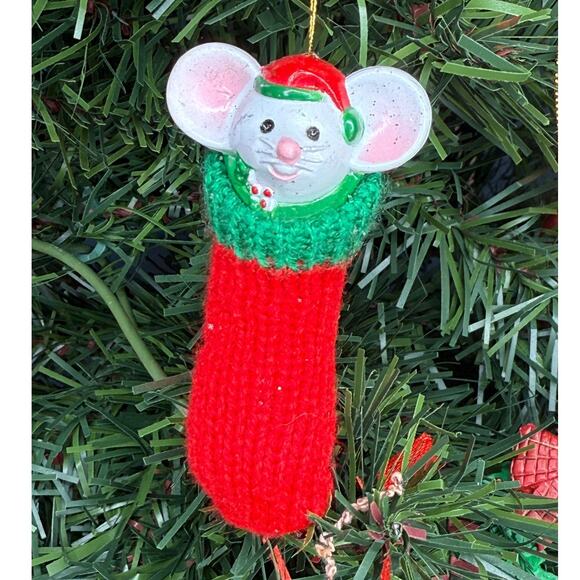 unknown Other - Vintage Mouse in Knit Stocking Ornament